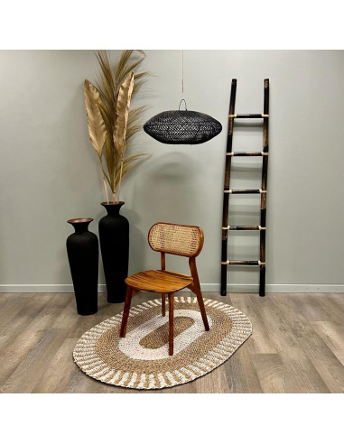 Chaise Teck & Cannage - Dossier ovale