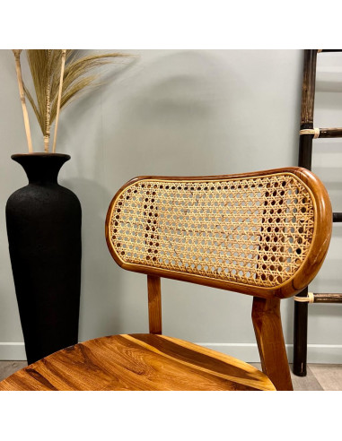 Chaise Teck & Cannage - Dossier ovale