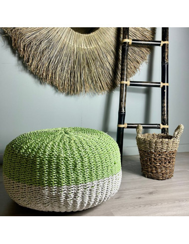 Pouf Balinais - Blanc/Vert