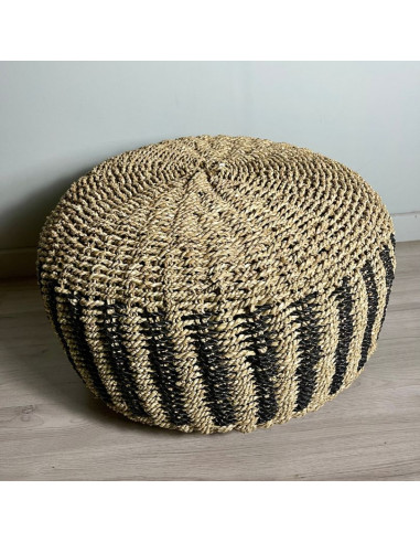 Pouf Balinais - Rayures Naturel/Noir
