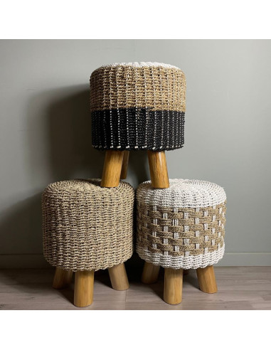 Tabouret Balinais Tressé -...