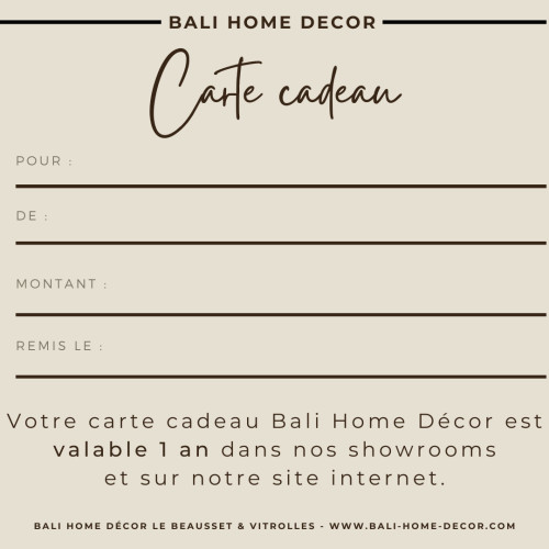 Carte Cadeau BALI HOME DECOR