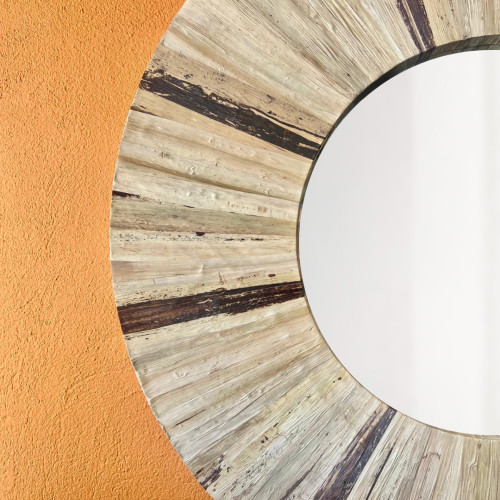 Miroir Rond - Feuille de Jacinthe clair