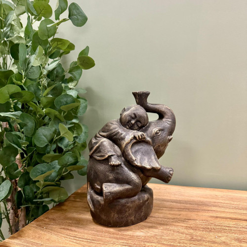Statuette Bouddha sur éléphant