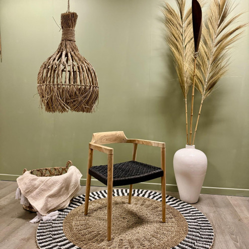 Chaise Teck et cordes noires