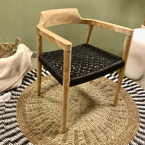Chaise Teck et cordes noires