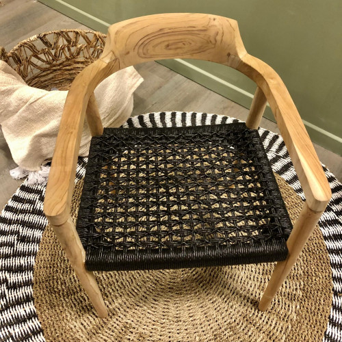 Chaise Teck et cordes noires
