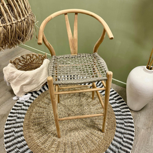 Chaise haute dossier arrondi Teck et...