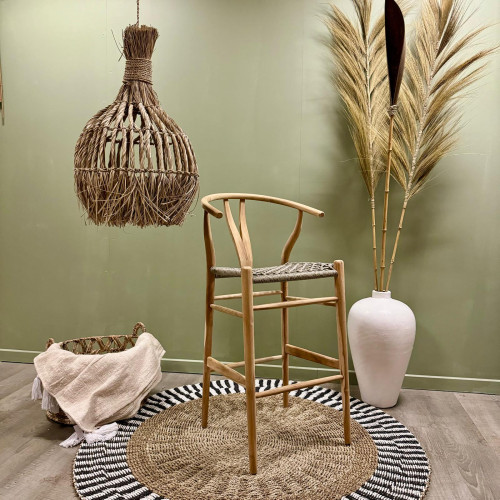 Chaise haute dossier arrondi Teck et...