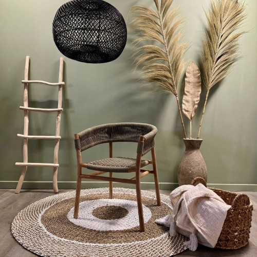 Fauteuil en Teck Brut et Cordes -...