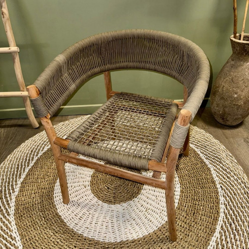 Fauteuil en Teck Brut et Cordes -...