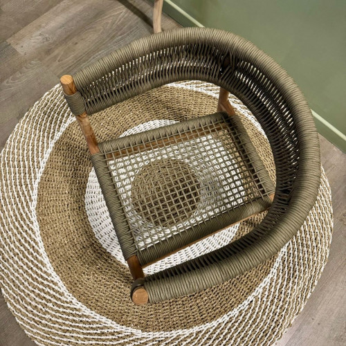 Fauteuil en Teck Brut et Cordes -...