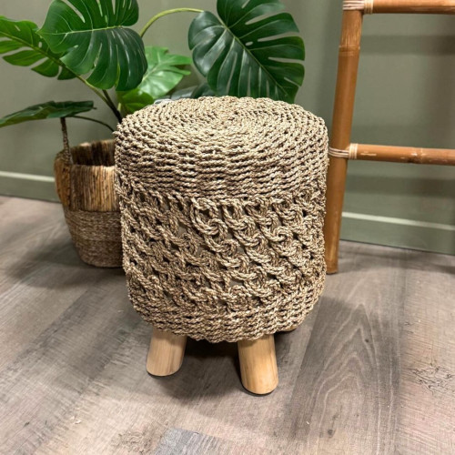 Tabouret Balinais Tressé - Rond Naturel