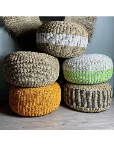 Pouf Balinais - Naturel/Noir