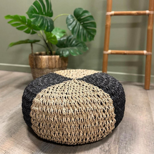 Pouf Balinais - Naturel/Noir