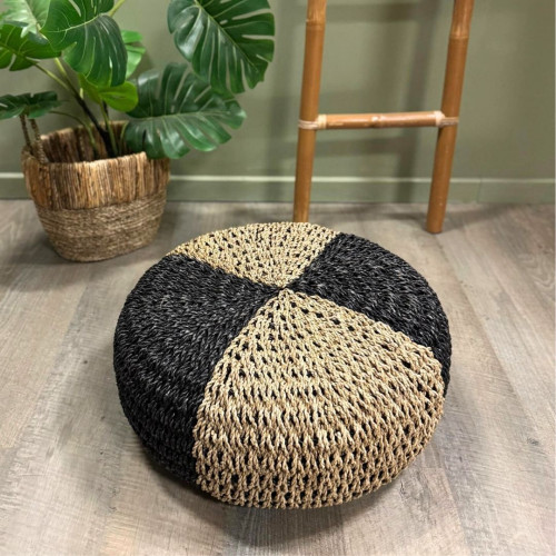 Pouf Balinais - Naturel/Noir