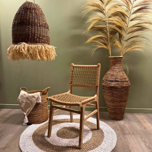 Chaise Teck et cordes plastifiées