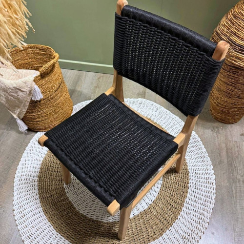 Chaise Teck et cordes noires