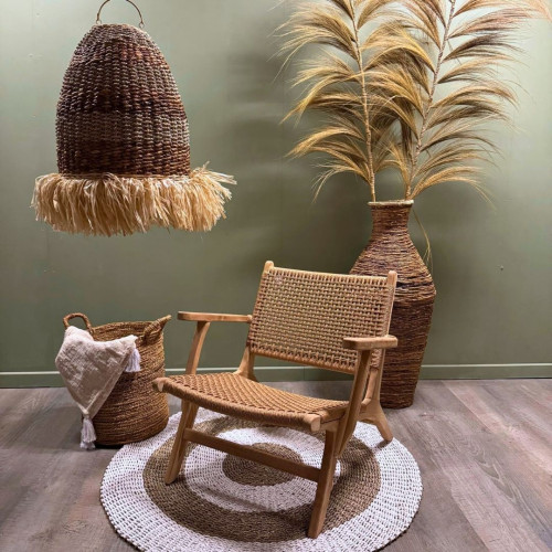 Fauteuil balinais cordes beige -...