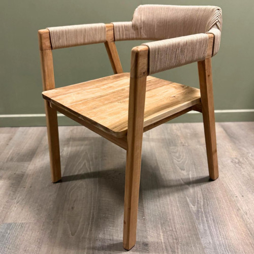 Fauteuil en Teck Brut - Finition cordes