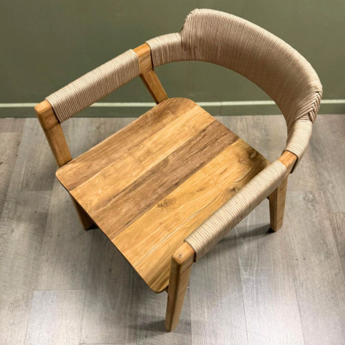 Fauteuil en Teck Brut - Finition cordes