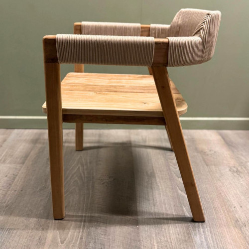 Fauteuil en Teck Brut - Finition cordes