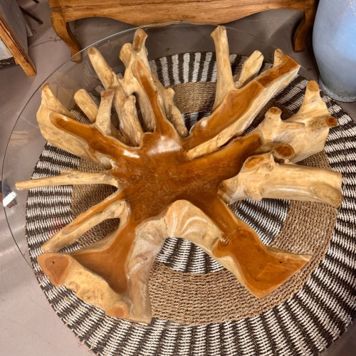 Table basse racine de Teck Flower -...