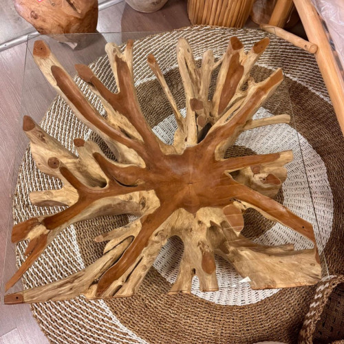 Table basse racine de Teck Flower -...