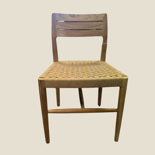 Chaise Teck et cordes beige
