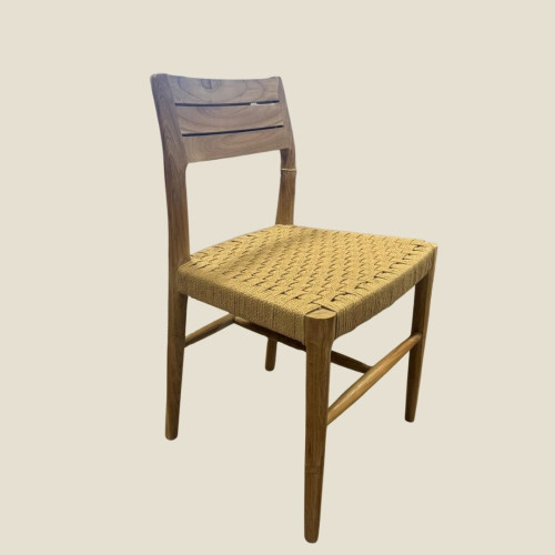 Chaise Teck et cordes beige