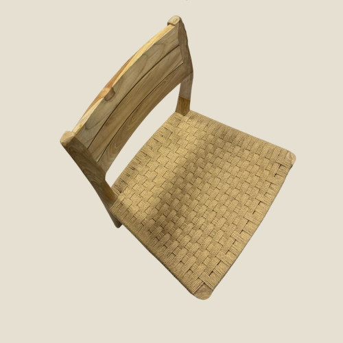 Chaise Teck et cordes beige