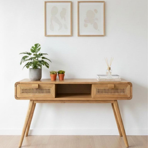 Console Teck et cannage