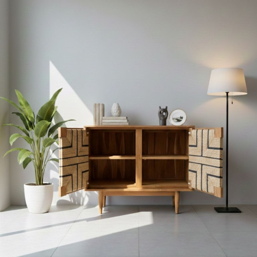 Meuble de rangement Teck et cordes
