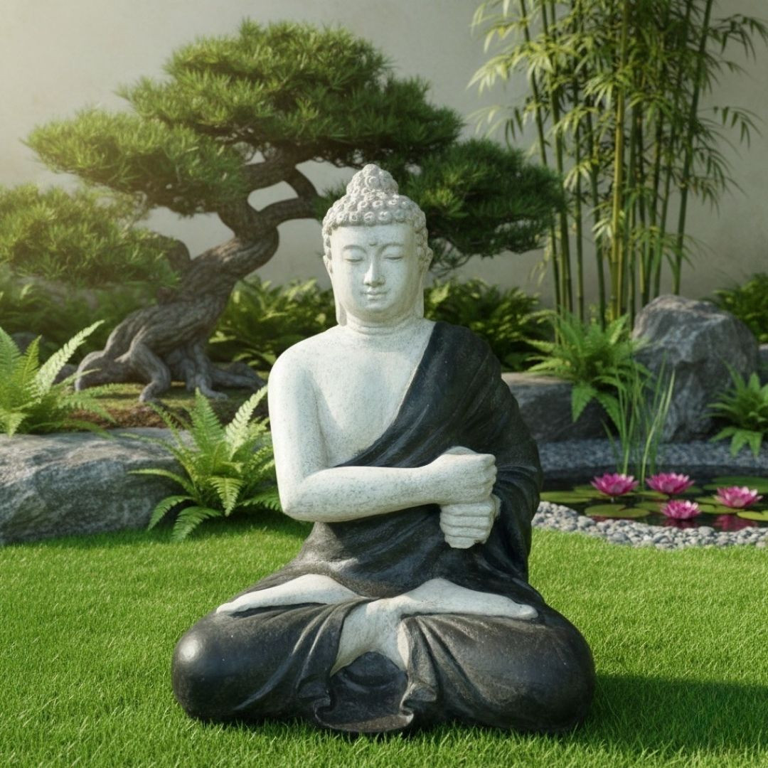 Statue Bouddha assis Blanc