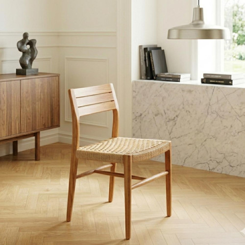 Chaise Teck et cordes beige