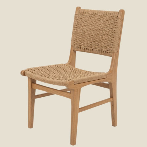 Chaise Teck et cordes naturelles serrées