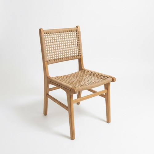 Chaise Teck et corde naturelles