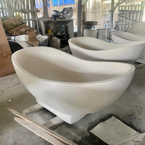Baignoire sur socle Terrazzo blanc