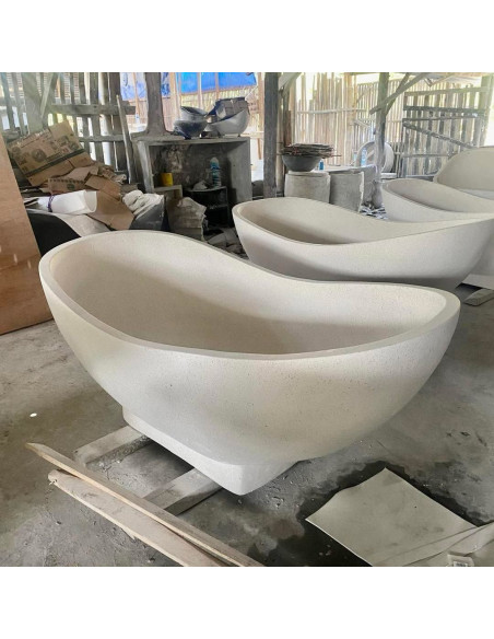 Baignoire sur socle Terrazzo blanc