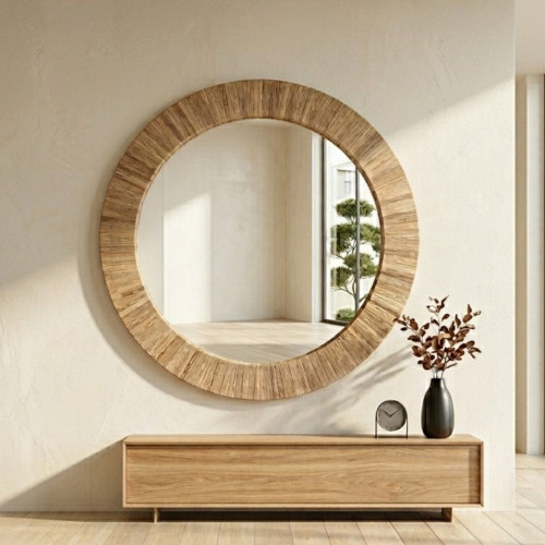 Miroir Rond - Finition Feuille de...