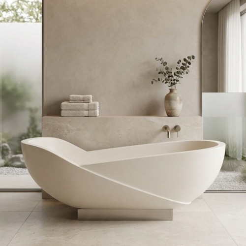 Baignoire sur socle Terrazzo blanc DESIGN