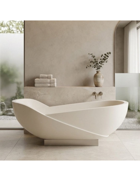 Baignoire sur socle Terrazzo blanc DESIGN