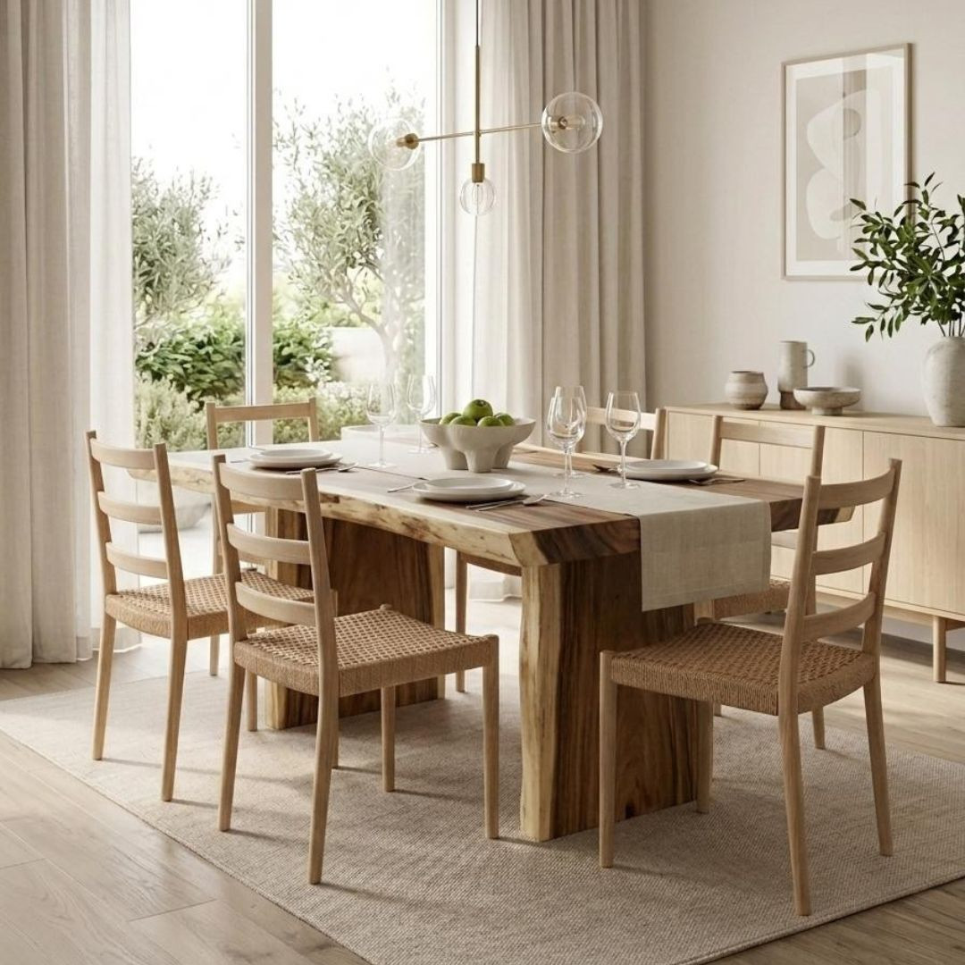 Chaise FARM Teck Brut & cordes 2