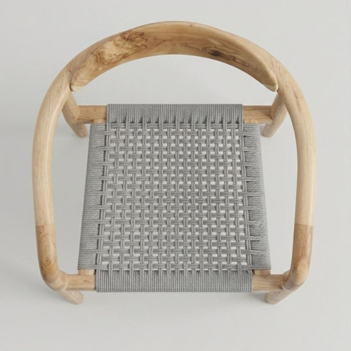 Chaise en Teck Brut et cordes grises