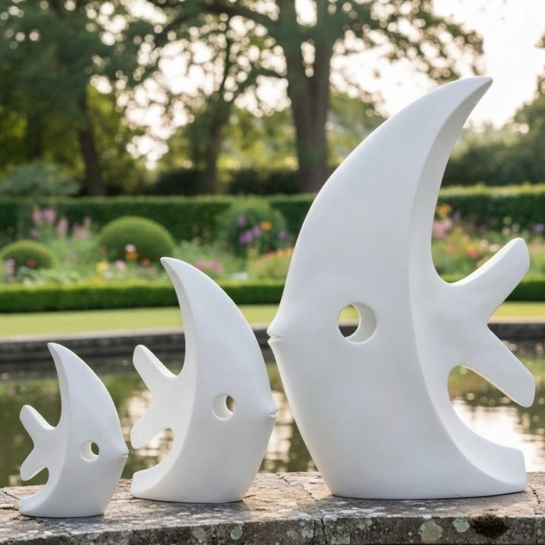 Statue poisson - Blanc
